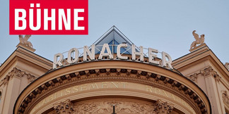 Außenansicht des Theaters Ronacher in Wien mit BÜHNE-Logo oben links.